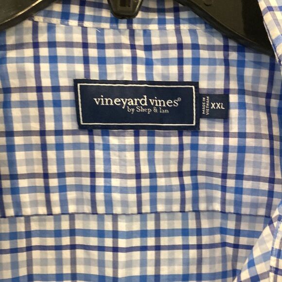 Vineyard vines blue plaid cotton silk lightweight button down collared shirt XXL - Picture 3 of 6